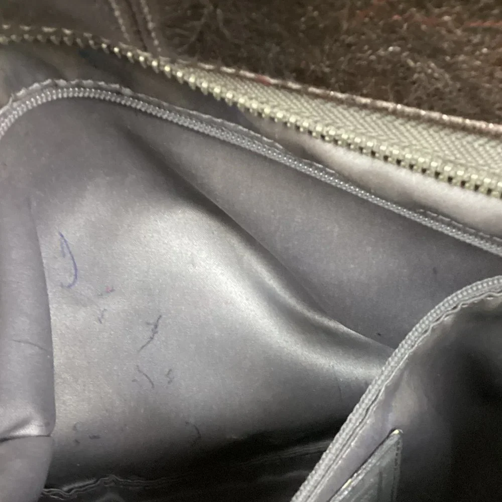 COACH Brooke Metallic Pewter Silver Patent Leather Hobo Purse